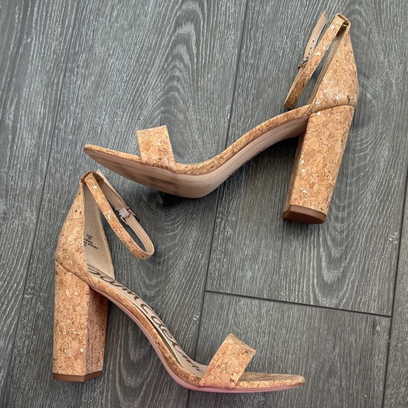 Sam Edelman Yaro Cork Ankle Strap Heels Size 10 - Picture 3 of 8